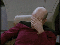 "Captain Picard from Star Trek The Next Generation facepalms"