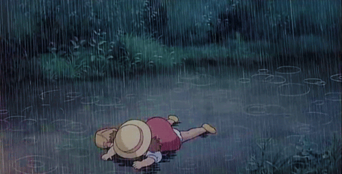 "May lying face down in the rain from My Neighbor Totoro"